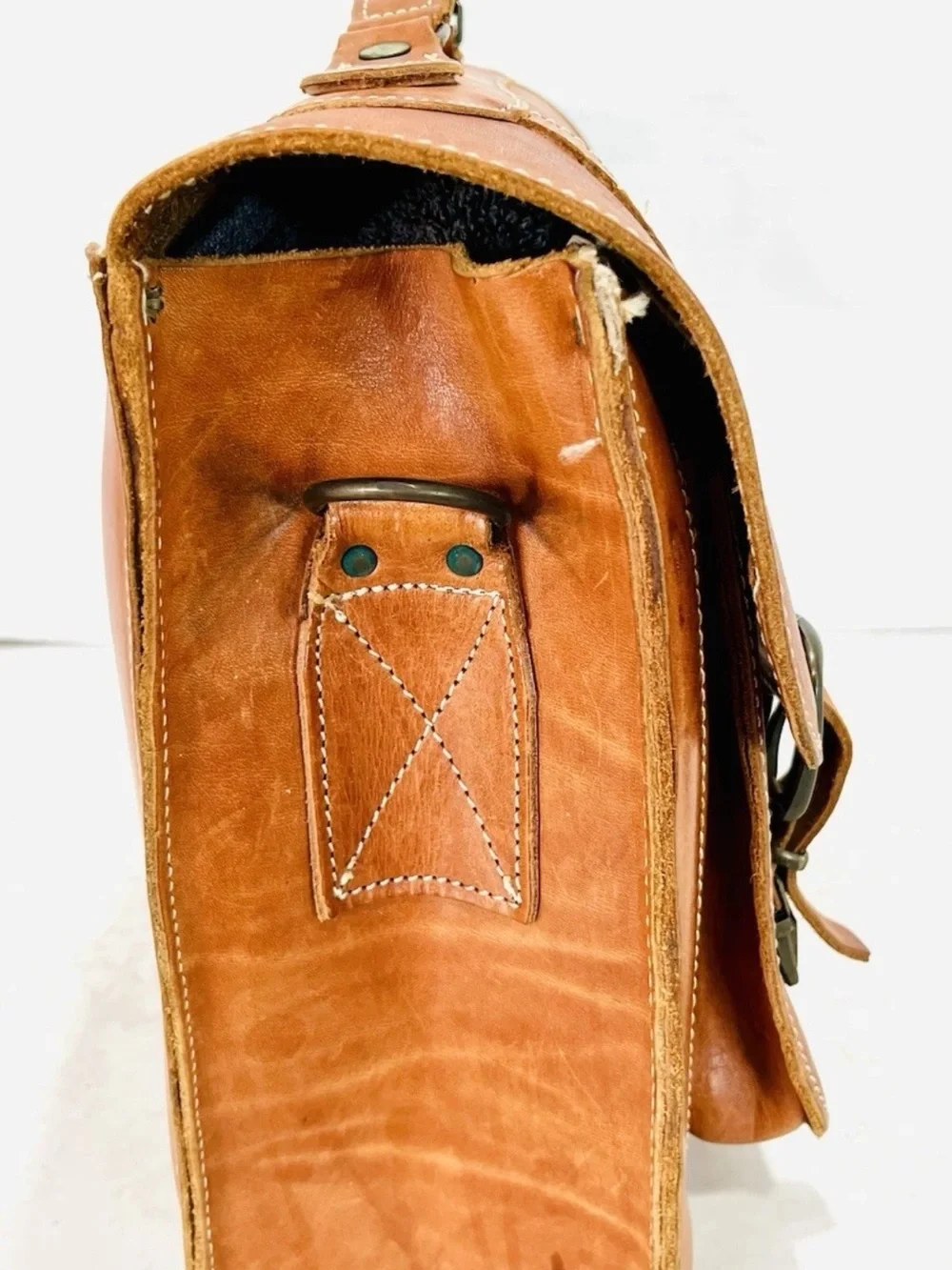 VTG Cognac Leather Briefcase/Laptop Bag w/5 Pockets By Naturally Yours-Greece